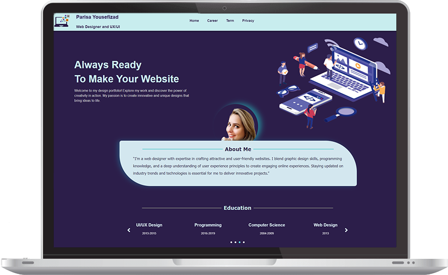 وبسایت نمونه کار Parisayousefizad.com