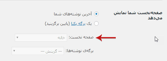 تعیین صفحه اصلی